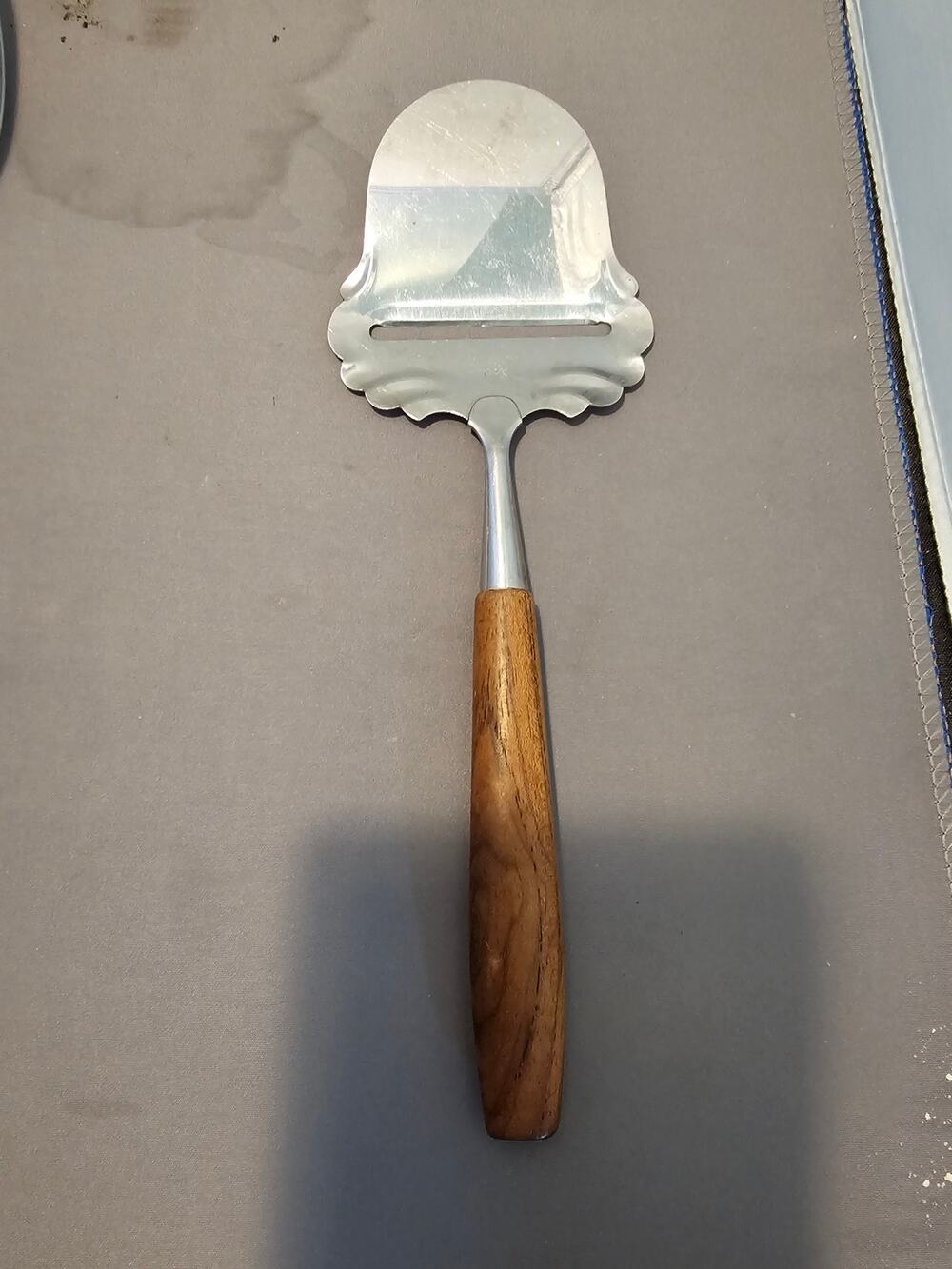Vintage SPAR Norge Stainless Steel Cheese Slicer/Server - Wood Handle - Norway